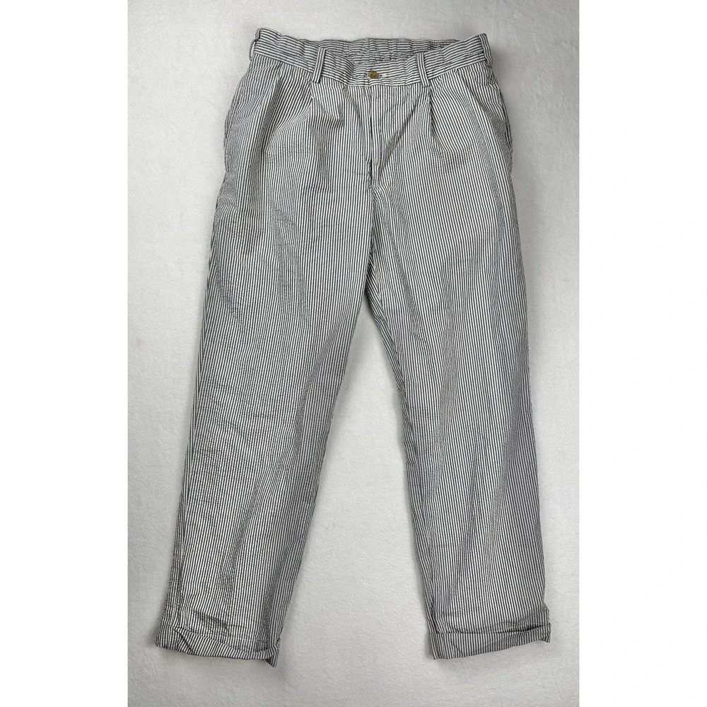 Bills Khakis Striped Pants Blue White Classic Fit Size 33 Cotton USA Seersucker
